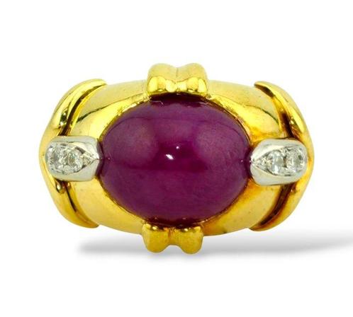 Ring - 18 karaat Geel goud, Gouden ring van 18 karaat met, Sieraden, Tassen en Uiterlijk, Ringen