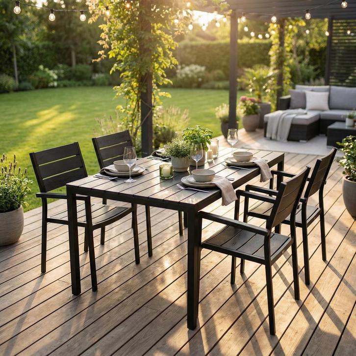 Stalen Tuintafel 156x78cm Zwart | Nieuw | Scherpe Prijs, Tuin en Terras, Overige Tuin en Terras, Nieuw, Ophalen of Verzenden