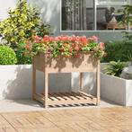 vidaXL Plantenbak met schap 82,5x82,5x81 cm massief, Verzenden, Nieuw, Hout, 60 cm of meer