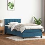 vidaXL Boxspring met matras fluweel donkerblauw 100x220 cm, Huis en Inrichting, Slaapkamer | Bedden, Verzenden, Nieuw, Blauw, Stof