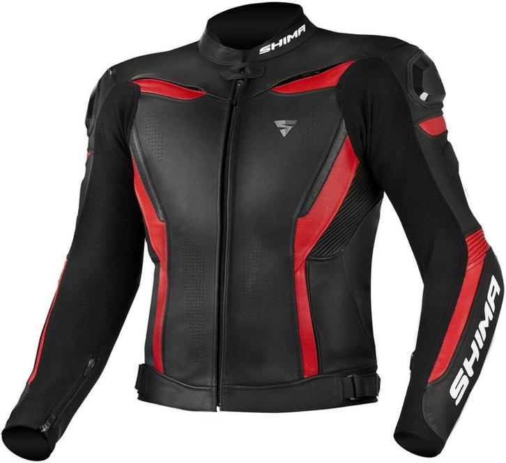 SHIMA Chase Zwart Rood Leren Motorjas, Motoren, Kleding | Motorkleding, Heren, Nieuw met kaartje, Jas | leer, Verzenden