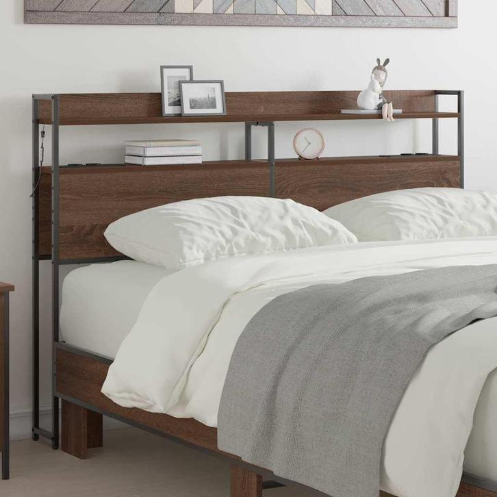 vidaXL Hoofdbord met plank bruin eikenkleur 120 cm Bewerkt, Huis en Inrichting, Slaapkamer | Bedden, Bruin, Nieuw, Hout, Verzenden