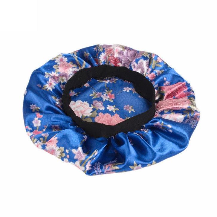 Blauw Roze bloemen Satijnen Slaapmuts / Satin Hair Bonnet /, Sieraden, Tassen en Uiterlijk, Uiterlijk | Haarverzorging, Nieuw