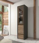 Vitrinekast Eiken Grijs 50x43x197 cm Glazen kast industrieel