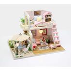 Ikonka DIY Modelbouw Poppenhuis Twee Verdiepingen LED 19,5, Hobby en Vrije tijd, Ophalen of Verzenden, Nieuw