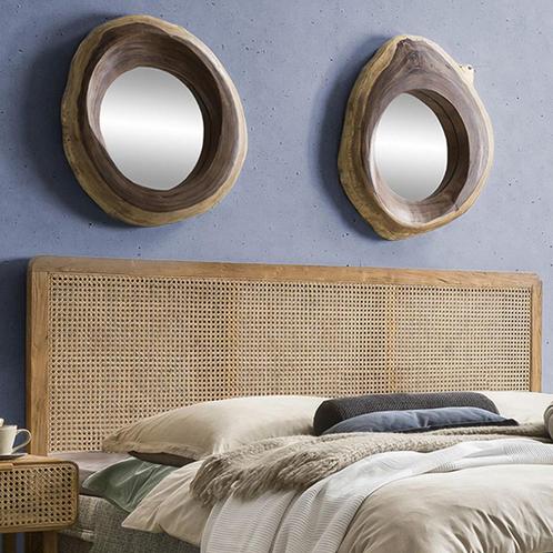 *WOONWINKEL* Bed Hoofdeinde Teak En Rotan, Huis en Inrichting, Slaapkamer | Bedden, Bruin, Nieuw, Verzenden