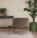 Direct meenemen | Grijze leren fauteuil zonder armleuning |, Huis en Inrichting, Fauteuils, Nieuw, Ophalen of Verzenden, 75 tot 100 cm