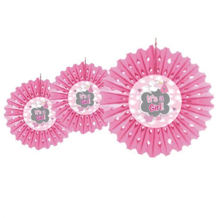 Geboorte Papieren Waaier Meisje Its A Girl 30cm, Hobby en Vrije tijd, Feestartikelen, Nieuw, Verzenden