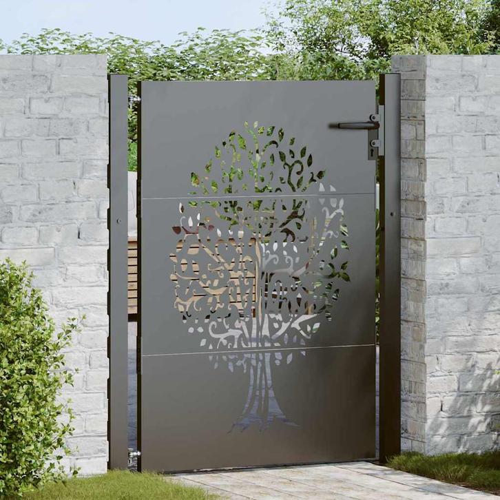 vidaXL Tuinpoort met slot Zwart 85 x 130 cm Poedergecoat, Tuin en Terras, Tuinpoorten, Nieuw, Verzenden