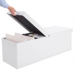 Opvouwbare Zitbank met opbergruimte en deksel - 115cm - Wit, Huis en Inrichting, Verzenden, Nieuw