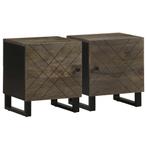 vidaXL Nachtkastjes 2 st 40x33x46 cm massief mangohout zwart, Verzenden, Nieuw, Hout