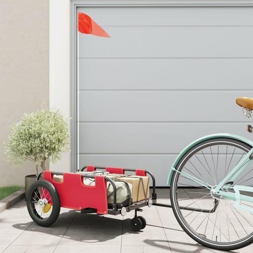 vidaXL Fietstrailer oxford stof en ijzer rood, Fietsen en Brommers, Fietsaccessoires | Aanhangers en Karren, Nieuw, Verzenden