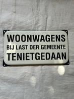 Emaille bord - Woonwagens bij last der gemeente tenietgedaan, Antiek en Kunst