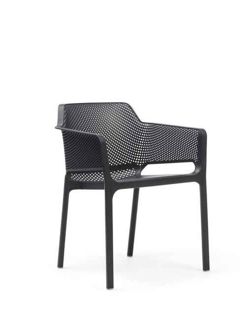 Nardi Net armleuningstoel van glasvezel - Antraciet, Tuin en Terras, Tuinsets en Loungesets, Ophalen of Verzenden