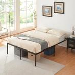 Metalen bedframe Vårdö 140x200 cm met bedbodem en matras zwa, Verzenden, Nieuw