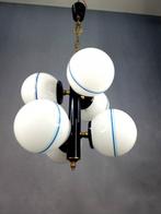 Lamp - Hanger - 6 bollen Atoomtijdperk - Kristal, Metaal, Antiek en Kunst, Antiek | Lampen
