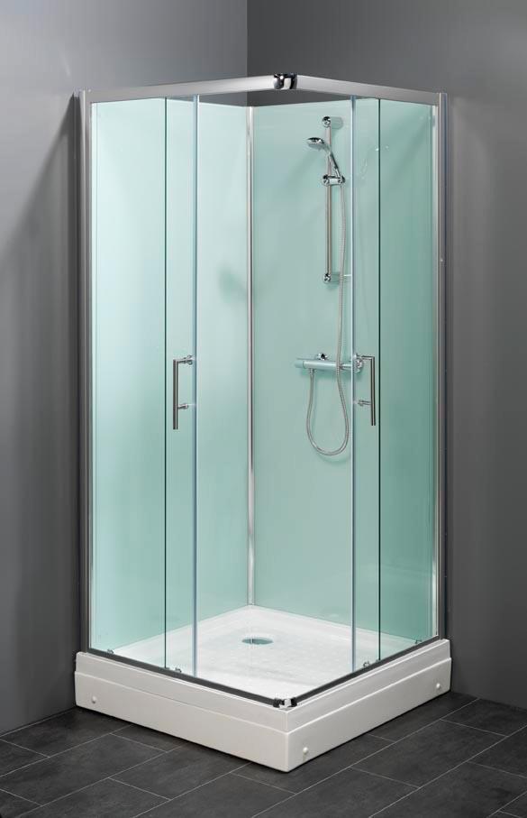 Complete douchecabine met schuifdeuren 90x90 100x100, Doe-het-zelf en Verbouw, Sanitair, Douche, Nieuw, Chroom, Glas, Rvs, Verzenden