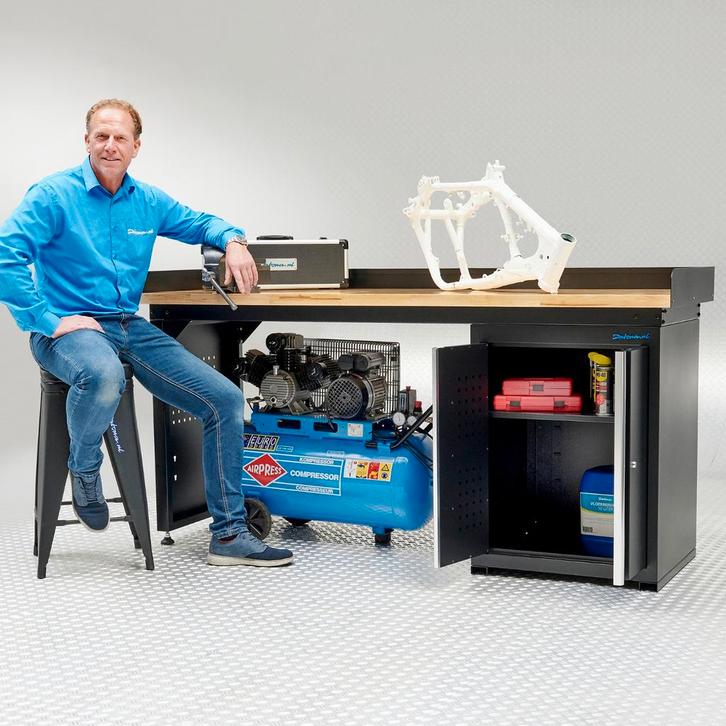 Datona Werkbank 200 cm 1 kast deuren eiken - Datona - Mat, Doe-het-zelf en Verbouw, Werkbanken, Nieuw, Ophalen of Verzenden