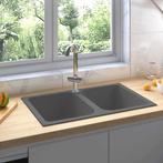 vidaXL Keukenwasbak Grijs 76 x 48 x 30 cm Graniet, Verzenden, Nieuw