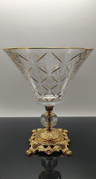 SECOLOVENTESIMO - Fruitschaal - Crystal&Brass Centerpiece -, Antiek en Kunst, Antiek | Glas en Kristal