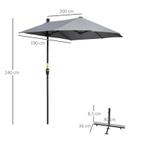 TRUUSK 2 X 2,4 M Parasol Halfronde Balkonparaplu Met Beugel, Tuin en Terras, Parasols, Verzenden, Nieuw