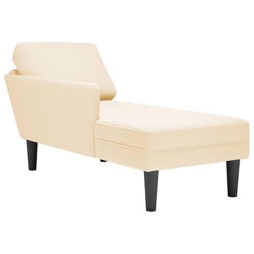 vidaXL Chaise longue met kussen corduroy stof crèmekleurig, Huis en Inrichting, Banken | Sofa's en Chaises Longues, Nieuw, Verzenden