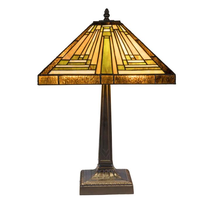 Tiffany tafellamp – Mission / Arts&amp;Crafts – 35.5 × 35.5 cm, Huis en Inrichting, Lampen | Tafellampen, Nieuw, Verzenden