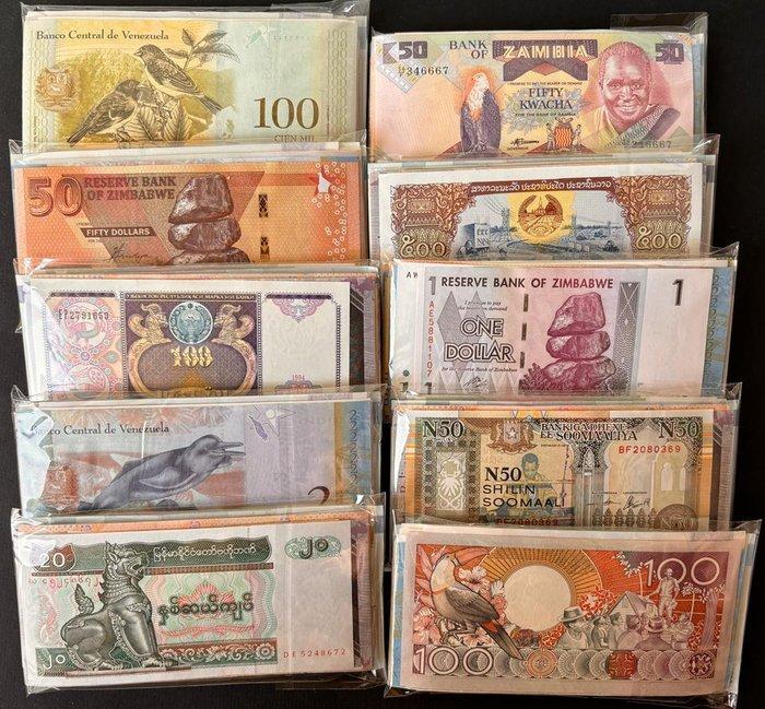 Wereld. - 10 x 100 different - (1000 banknotes) - various, Postzegels en Munten, Bankbiljetten | Europa | Niet-Eurobiljetten