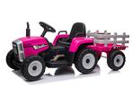 Elektrisch bestuurbare tractor met aanhanger - roze, Kinderen en Baby's, Ophalen of Verzenden, Nieuw
