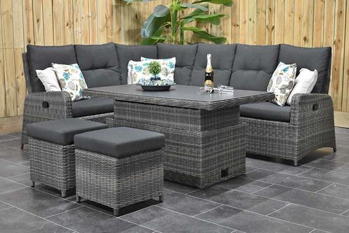 Florida Verstelbare Loungeset Hoekbank Hoog / Laag Tafel Spr, Tuin en Terras, Tuinsets en Loungesets, Bank, Bijzettafel, Eettafel