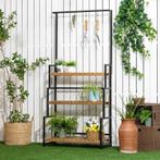 TRUUSK 3-laags Plantenrek - Natuurlijk Hout - Met Bevestigin, Tuin en Terras, Bloembakken en Plantenbakken, Verzenden, Nieuw
