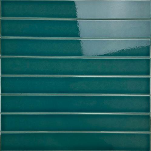 Wandtegel langwerpig vitral petrol blauw groen craquelé 5x40, Doe-het-zelf en Verbouw, Tegels, Wandtegels, Nieuw, 10 m² of meer