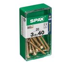 Spax Houtschroef 3.5x40mm - Phillips Z2 - 20 stuks, Doe-het-zelf en Verbouw, IJzerwaren en Bevestigingsmiddelen, Verzenden, Nieuw