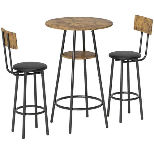 3-delige Bartafel Set Met 2 Gestoffeerde Krukken, Kunstleren, Huis en Inrichting, Tafels | Statafels, Nieuw, Verzenden