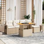 vidaXL 6-delige Loungeset met kussens poly rattan beige, Tuin en Terras, Tuinsets en Loungesets, Verzenden, Nieuw, Rotan, Loungeset