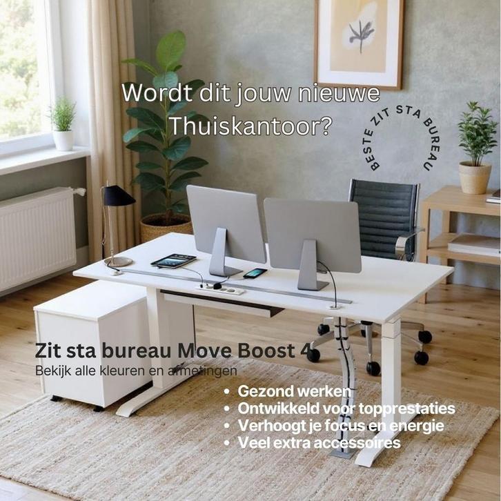 Bureau - Hoekbureau - Ladeblok - Archiefkast - THUISKANTOOR, Huis en Inrichting, Bureaus, Elektrisch, In hoogte verstelbaar, Nieuw