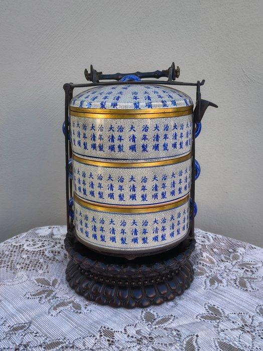 Container - Blauw en wit op GE-kiln, Antiek en Kunst, Antiek | Overige Antiek