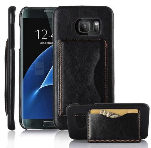 Galaxy S7 Edge Leren Back Cover Hoesje Met Pasjesvakje, Telecommunicatie, Mobiele telefoons | Hoesjes en Frontjes | Samsung, Nieuw
