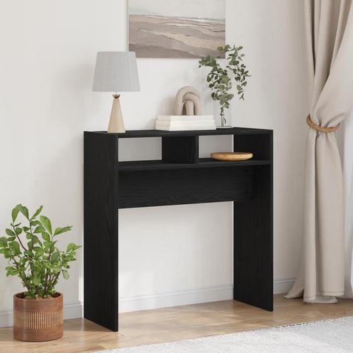vidaXL Zwarte Eiken Console Tafel - 78x30x80 cm - Gemaakt, Huis en Inrichting, Tafels | Bijzettafels, Nieuw, Verzenden