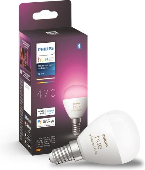 Philips Hue kogellamp wit en gekleurd licht - 1-pack - E14, Huis en Inrichting, Lampen | Overige, Zo goed als nieuw, Ophalen of Verzenden