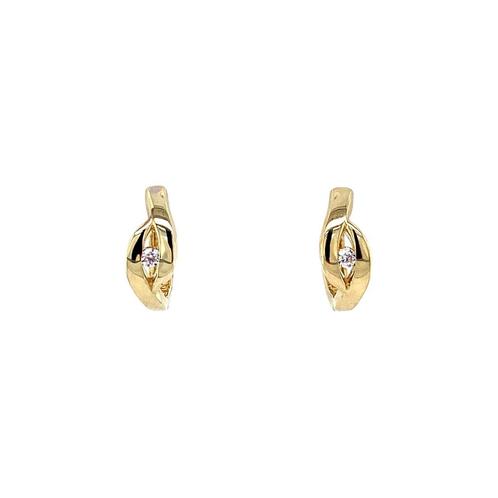 Gouden klapcreolen met zirkonia 14 karaat, Sieraden, Tassen en Uiterlijk, Oorbellen, Wit, Zo goed als nieuw, Goud, Verzenden