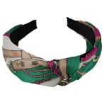 Haarband Diadeem Knoop Fashionista Patroon Groen, Verzenden, Nieuw