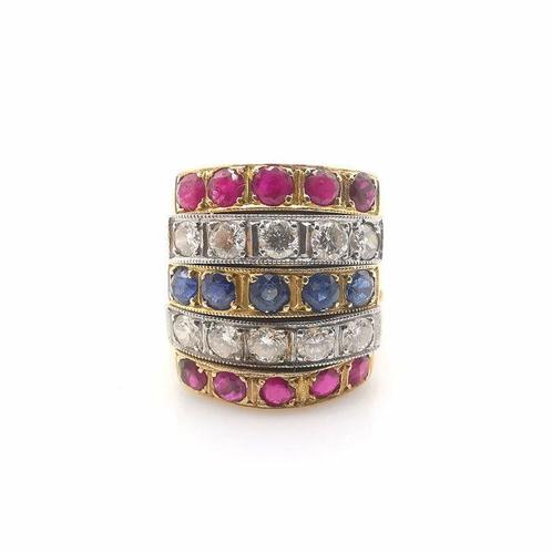 Ring - 18 karaat Geel goud - 2.50ct. tw. Gemengde edelstenen, Sieraden, Tassen en Uiterlijk, Ringen
