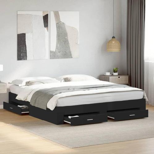 vidaXL Bedframe met lades bewerkt hout zwart 180x200 cm, Huis en Inrichting, Slaapkamer | Bedden, 80 cm, 200 cm, Zwart, Eenpersoons