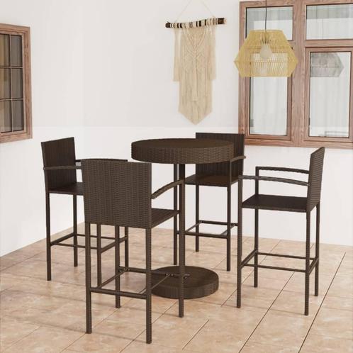 vidaXL 5-delige Tuinbarset poly rattan bruin, Tuin en Terras, Tuinsets en Loungesets, Nieuw, 4 zitplaatsen, Rotan, Verzenden