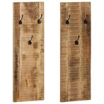vidaXL Wandkapstokken 2 st 36x110x3 cm massief mangohout, Huis en Inrichting, Woonaccessoires | Kapstokken, Verzenden, Nieuw