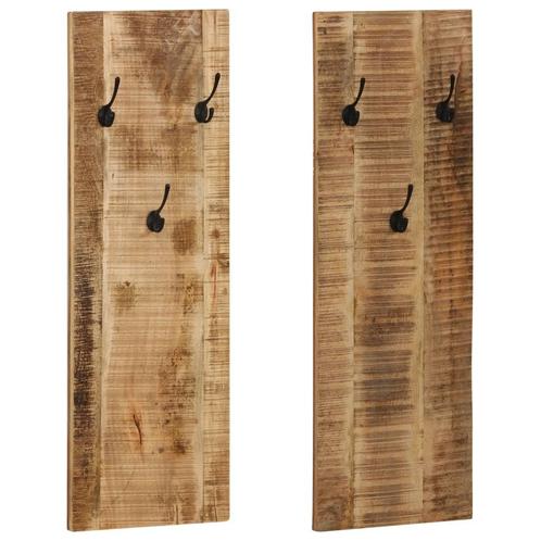 vidaXL Wandkapstokken 2 st 36x110x3 cm massief mangohout, Huis en Inrichting, Woonaccessoires | Kapstokken, Nieuw, Verzenden