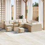 vidaXL 13-delige tuinset met kussens in beige poly rattan en, Tuin en Terras, Verzenden, Nieuw, Rotan, Tuinset