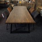 Eetkamer tafel Eiken koloniaal metalen onderstel opruiming, Huis en Inrichting, Ophalen, 100 tot 150 cm, Eikenhout, Vijf personen of meer