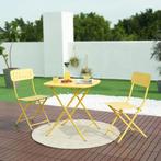 Klaptafel Sande tuintafel metaal vierkant 71x70x70 cm geel [, Tuin en Terras, Verzenden, Nieuw
